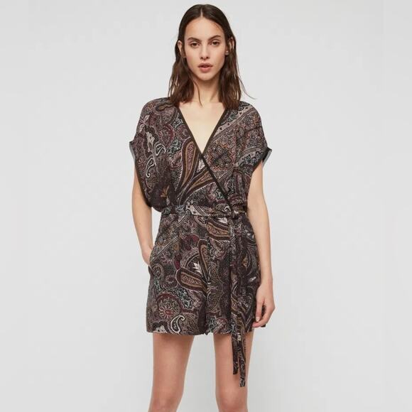 ALLSAINTS Reid Scarf Playsuit Size 0 - Picture 1 of 16